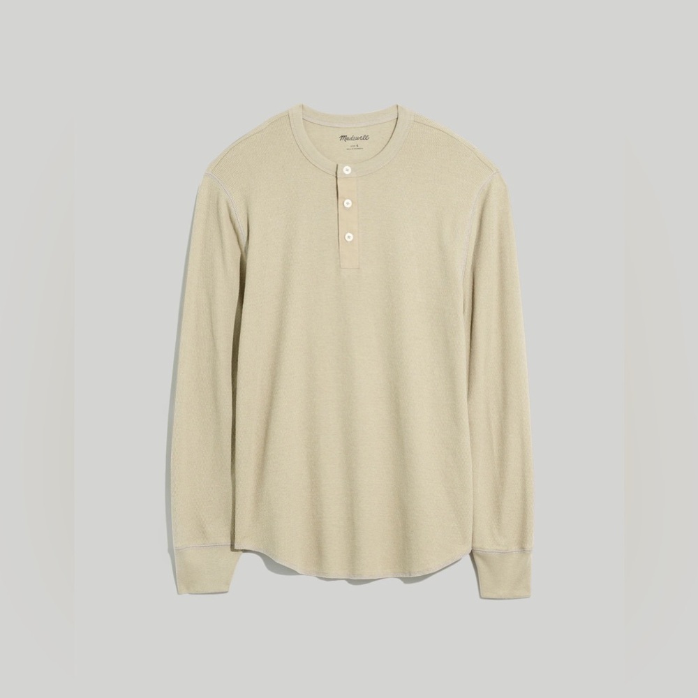 Madewell Cream Thermal Long Sleeve Quarter Button Henley Tee Size Large